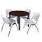 Kee Kee Round Table & Chair Set, Wood, Metal, Plastic Top, Mahogany TB42RNDMHBPBK47GY - alternate 1